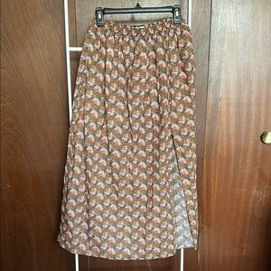 EUC J. Crew Long Floral Print Skirt Lined to High-Slit Cotton sz XS Oversized